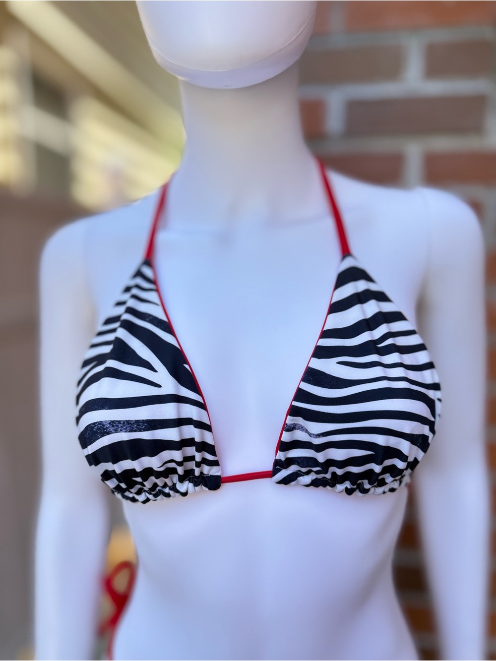 Red String Zebra Print Triangle Bikini - Picture 15 of 16
